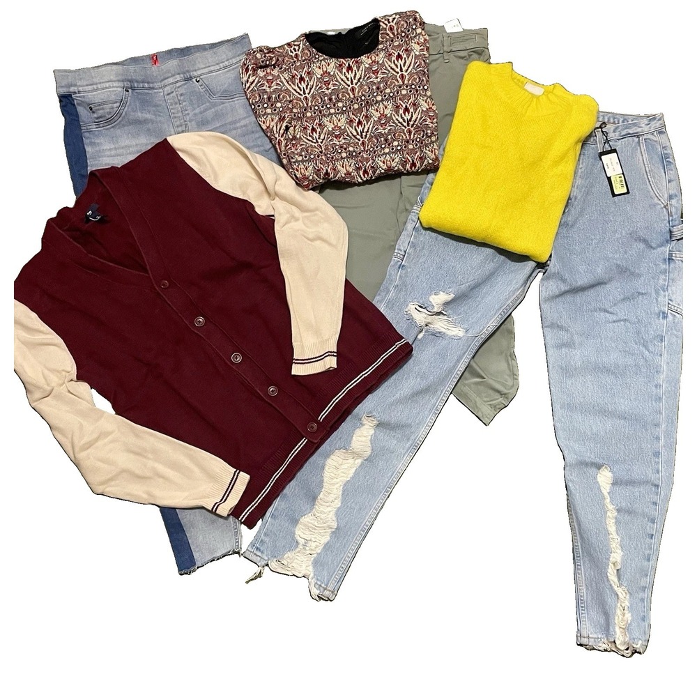 Bundle Of Casual Clothing Vintage New 6 Pieces Pants Jeans Sweaters Reseller